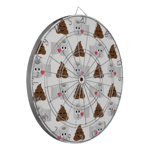 poep emoji en toiletpapier dartbord (Voorkant Links)