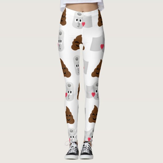 poep emoji en toiletpapier leggings (Voorkant)