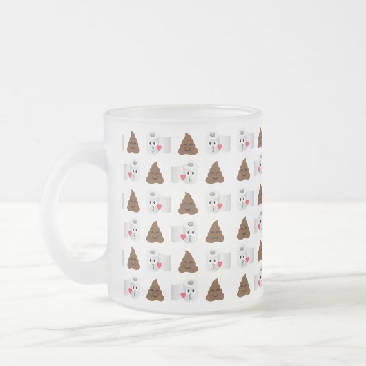 poep emoji en toiletpapier matglas koffiemok (Links)