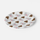 poep emoji en toiletpapier papieren bordje (Gekanteld)