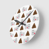 poep emoji en toiletpapier ronde klok (Hoek)