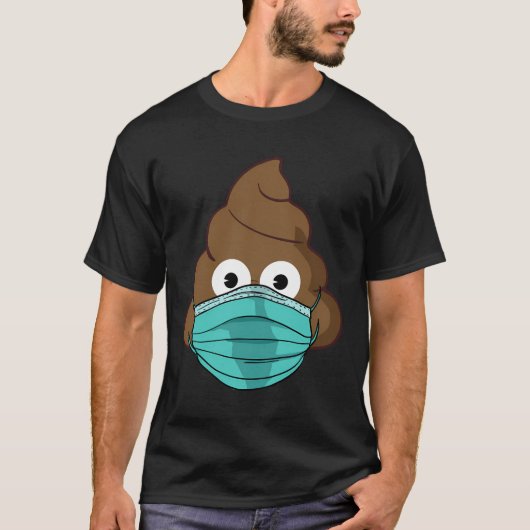 Poep Emoji Met Facemask Grappige Quarantaine Poep  T-shirt (Voorkant)