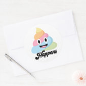 Poep Emoji Schattige Funny Rainbow Ronde Sticker (Envelop)