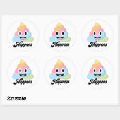 Poep Emoji Schattige Funny Rainbow Ronde Sticker (Vel)