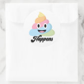 Poep Emoji Schattige Funny Rainbow Ronde Sticker (Tas)