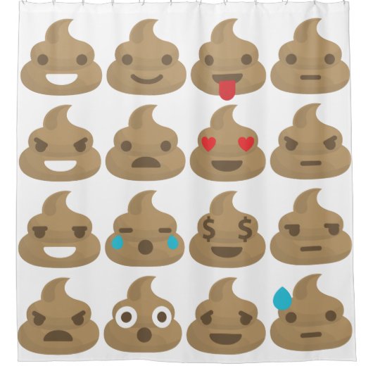 poep emojis badkamer douchegordijn (Voorkant)