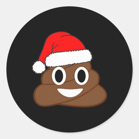 Poep Emoticon Santa Face Emoticon Py Ronde Sticker (Voorkant)