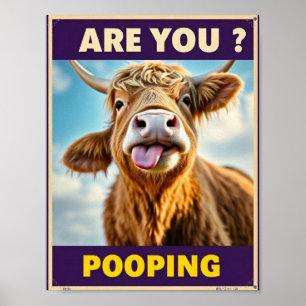 Poep je? Grappige Highland Koe Badkamer Poster