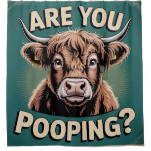 Poep je? Grappige Highland Koe Showergordijn Douchegordijn