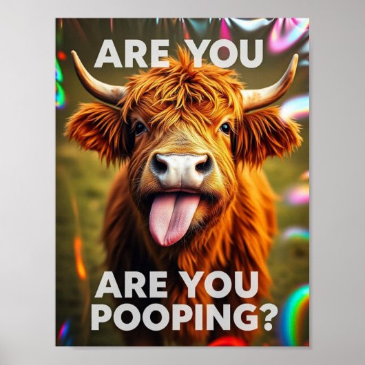 Poep je? Grappige Hooglanders Koe, Koe Kunst Poster (Voorkant)