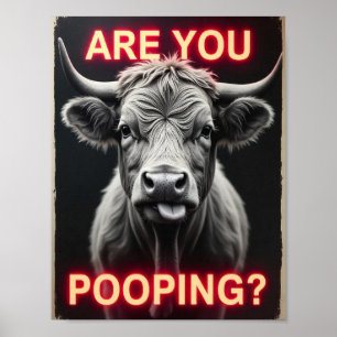 Poep je? Grappige Hooglanders Koe, Koe Kunst Poster