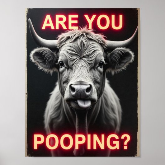 Poep je? Grappige Hooglanders Koe, Koe Kunst Poster (Voorkant)