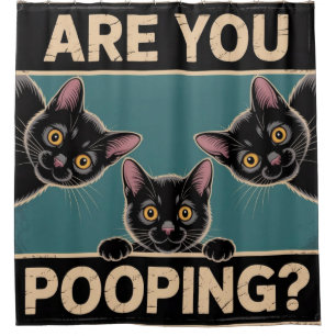 "Poep je?" Grappige Zwarte Katten Douchegordijn