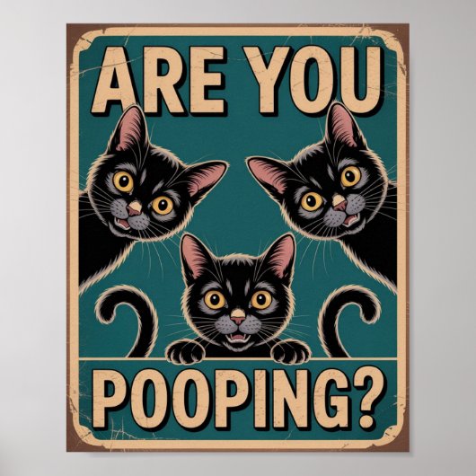 "Poep je?" Grappige Zwarte Katten Poster (Voorkant)