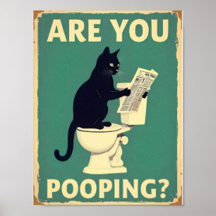 "Poep je?" Grappige Zwarte Katten Poster