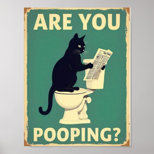 "Poep je?" Grappige Zwarte Katten Poster (Voorkant)