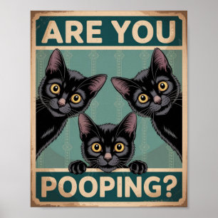"Poep je?" Grappige Zwarte Katten Poster