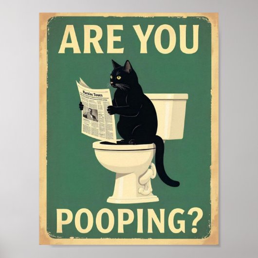 "Poep je?" Grappige Zwarte Katten Poster (Voorkant)