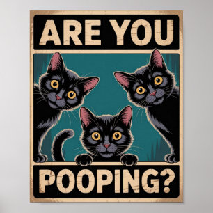 "Poep je?" Grappige Zwarte Katten Poster