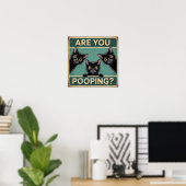 "Poep je?" Grappige Zwarte Katten Poster (Thuiskantoor)