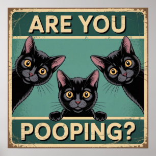 "Poep je?" Grappige Zwarte Katten Poster