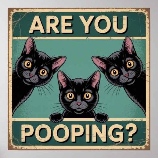 "Poep je?" Grappige Zwarte Katten Poster (Voorkant)