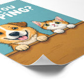 Poep je? Schattige Grappige Hond en Kat Poster (Hoek)