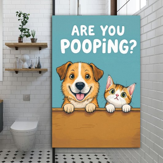 Poep je? Schattige Grappige Hond en Kat Poster