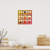Poep Veel Gezichten  Oud Papier Poster (Keuken)