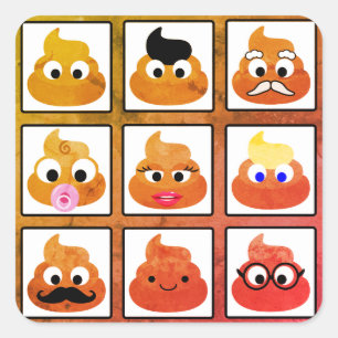 Poep Veel Gezichten  Oud Papier Vierkante Sticker