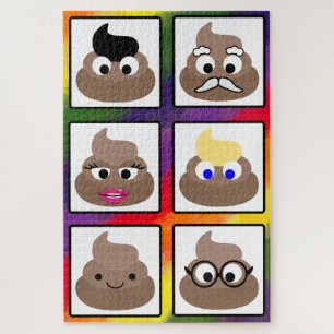 Poep Veel Gezichten Rainbow Achtergrond Legpuzzel