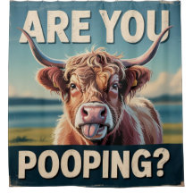 Poepeer Je? Grappige Highland Koeien Douchegordijn