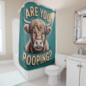 Poepen jullie? Grappig Highland Koe Douchegordijn (In situ)