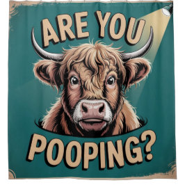 Poepen jullie? Grappig Highland Koe Douchegordijn