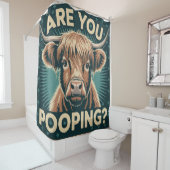 Poepen jullie? Grappig Highland Koe Douchegordijn (In situ)