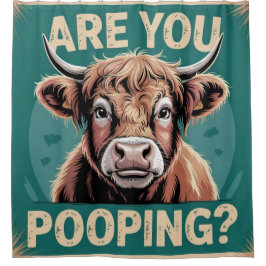 Poepen jullie? Grappig Highland Koe Douchegordijn