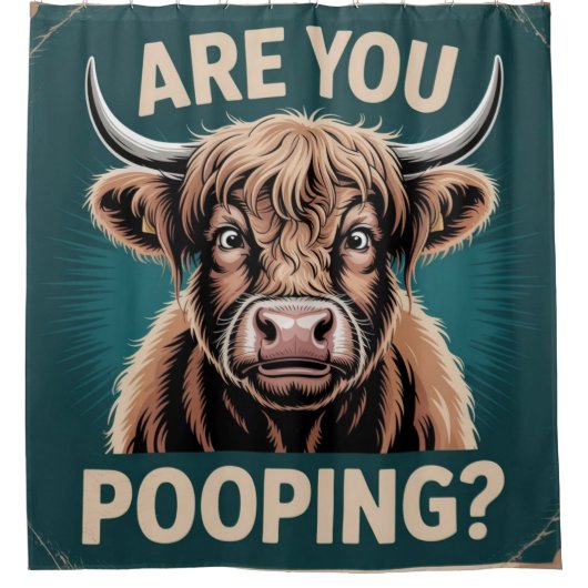 Poepen jullie? Grappig Highland Koe Douchegordijn (Voorkant)