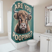Poepen jullie? Grappig Highland Koe Douchegordijn (In situ)