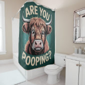 Poepen jullie? Grappig Highland Koe Douchegordijn (In situ)