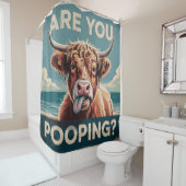 Poepen jullie? Grappige Highland Koe Douchegordijn (In situ)
