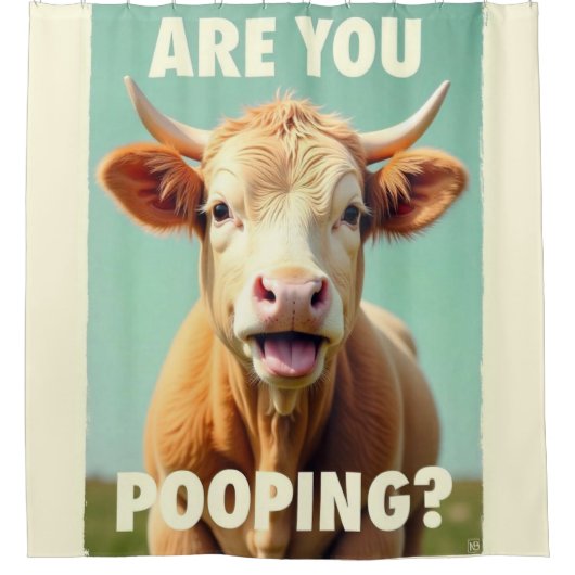 Poepen jullie? Grappige Highland Koe, Koe kunst Douchegordijn (Voorkant)