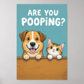 Poepen jullie? Schattigee hond en kat Poster (Voorkant)