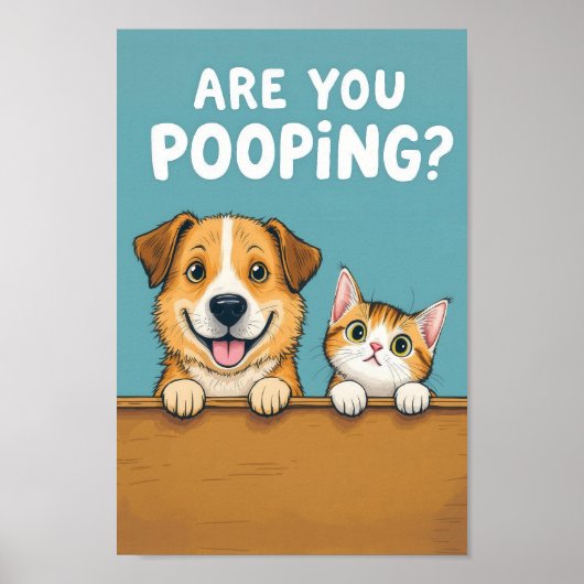 Poepen jullie? Schattigee hond en kat Poster (Voorkant)