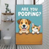 Poepen jullie? Schattigee hond en kat Poster