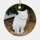 Poepende Kat Keramisch Ornament (Voorkant)