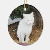 Poepende Kat Keramisch Ornament (Links)
