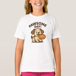Poepie Dag Gelukkig Frisbee Hondje Design T-shirt