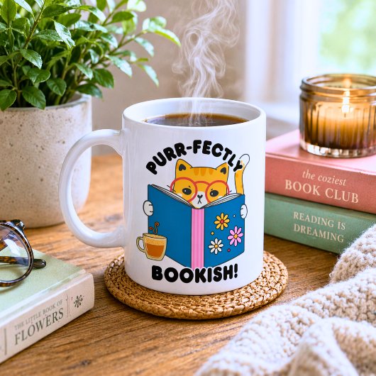 Poepieboeklievende kat koffiemok