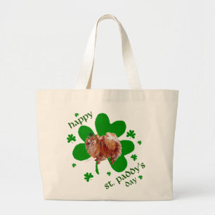 Poeranian St. Patrick's Day Grote Tote Bag