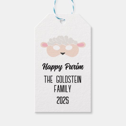 Poerim schapenmasker gemaskerd kostuum cadeaulabel (Voorkant)